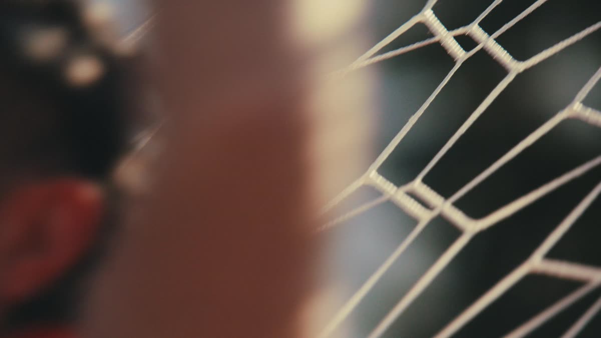 Close-up of a goal net